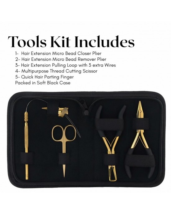 My Hair Tools Pro Hair Extension Tools Kit Gold - Multi Purpose