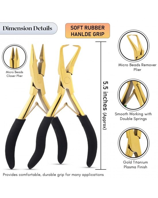 My Hair Tools Pro Hair Extension Tools Kit Gold - Multi Purpose