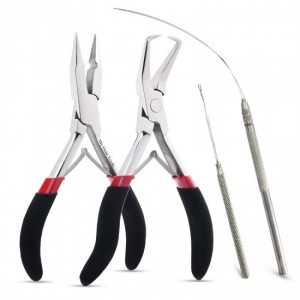 Silver My Hair Tools Pro Extension Kit, Extensions Remover Pliers set, Micro Beads Pulling Hook & Microbead Loop Tool Stainless Steel