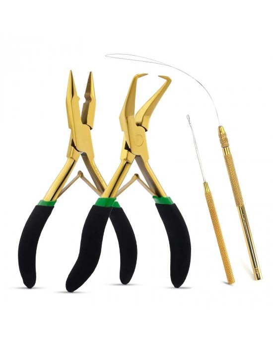 Silver My Hair Tools Pro Extension Kit, Extensions Remover Pliers set, Micro Beads Pulling Hook & Microbead Loop Tool Stainless Steel