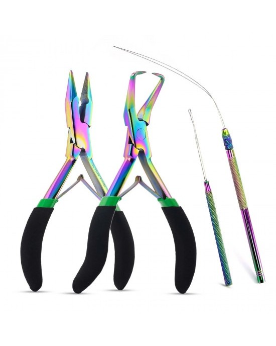 My Hair Tools Pro Extension Kit, Extensions Remover Pliers set, Micro Beads Pulling Hook & Microbead Loop Tool Stainless Steel