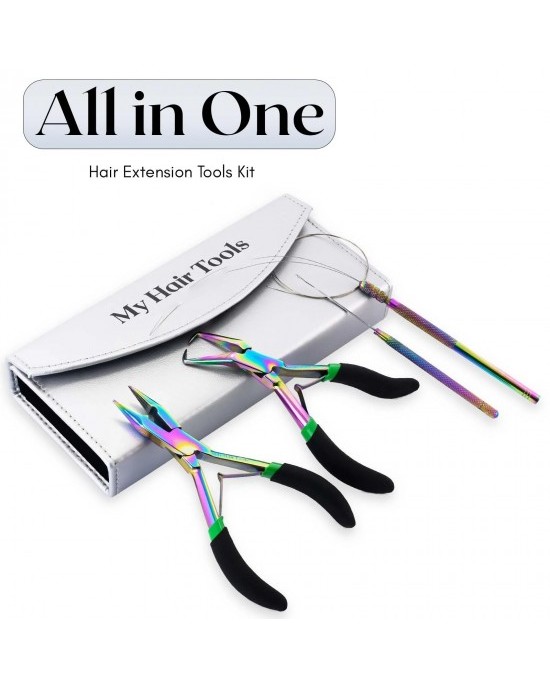 My Hair Tools Pro Extension Kit, Extensions Remover Pliers set, Micro Beads Pulling Hook & Microbead Loop Tool Stainless Steel