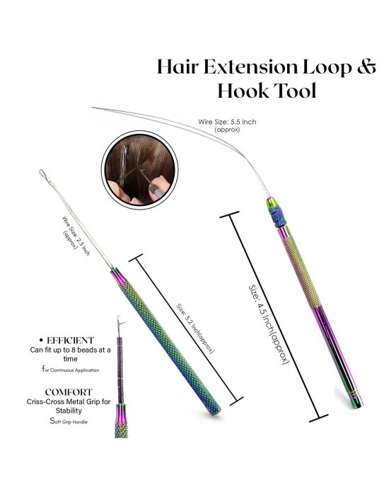 My Hair Tools Pro Extension Kit, Extensions Remover Pliers set, Micro Beads Pulling Hook & Microbead Loop Tool Stainless Steel